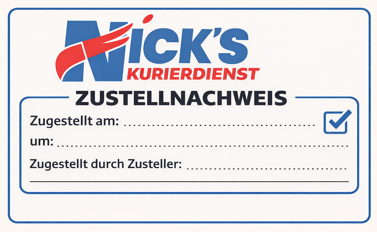 Beispiel eines Zustellnachweises von Nicki's-Kurierdienst
